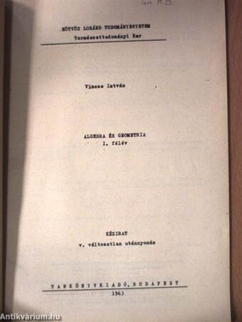 Algebra és geometria I. félév