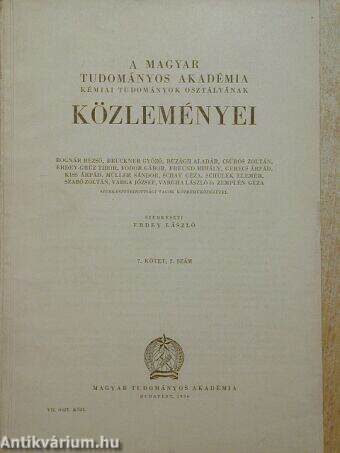 A Magyar Tudományos Akadémia Kémiai Tudományok Osztályának közleményei