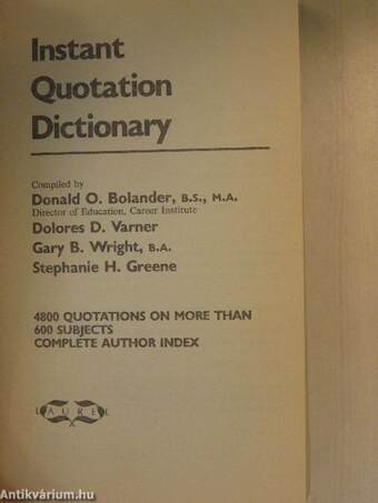 Instant Quotation Dictionary