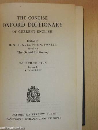 The Concise Oxford Dictionary of Current English