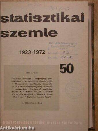Statisztikai Szemle 1973. (nem teljes évfolyam)