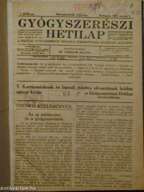 Gyógyszerészi hetilap 1923. január-december