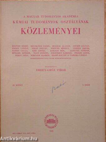 A Magyar Tudományos Akadémia Kémiai Tudományok Osztályának Közleményei 1959.