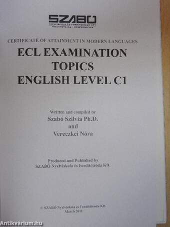 ECL Examination Topics - English Level C1 - 2 db CD-vel