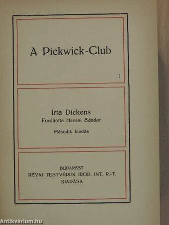 A Pickwick-Club I-II.