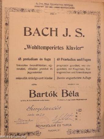 "Wohltemperirtes Klavier" I. füzet