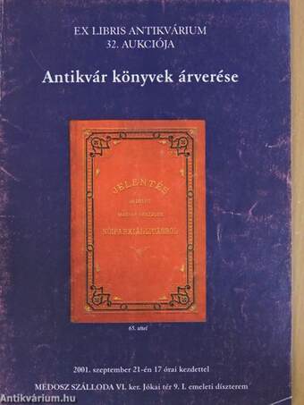 Ex Libris Antikvárium 32. aukciója