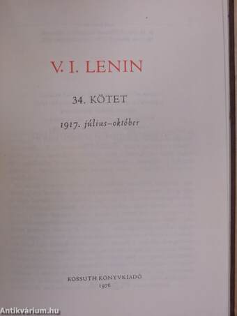 V. I. Lenin összes művei 34.