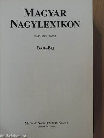 Magyar Nagylexikon 3. (töredék)