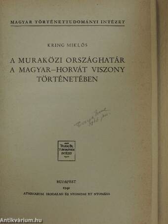 A muraközi országhatár a magyar-horvát viszony történetében