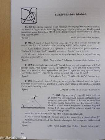 Középiskolai matematikai és fizikai lapok 2000. október