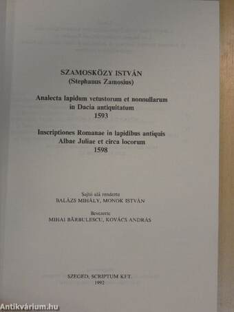 Analecta lapidum 1593/Inscriptiones Romanae 1598 - Adattár 33.
