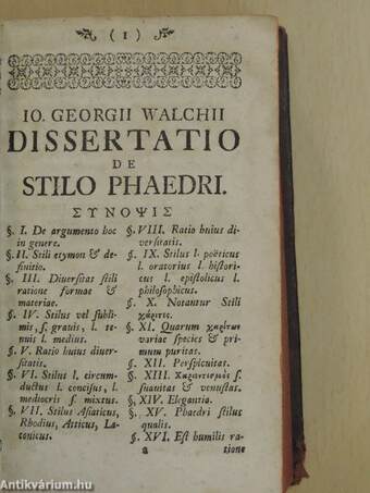 Phaedri Augusti liberti fabularum Aesopiarum Libri V.