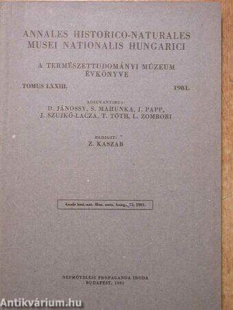 Annales Historico-Naturales Musei Nationalis Hungarici 1981.