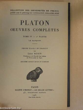 Platon oeuvres complétes IV/2e.
