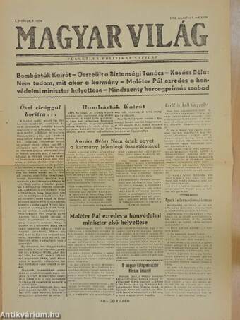 Magyar Világ 1956. november 1.