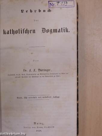 Lehrbuch der katholischen Dogmatik (gótbetűs)