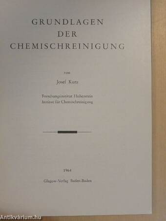 Grundlagen der Chemischreinigung