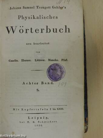 Physikalisches Wörterbuch VIII. (töredék)