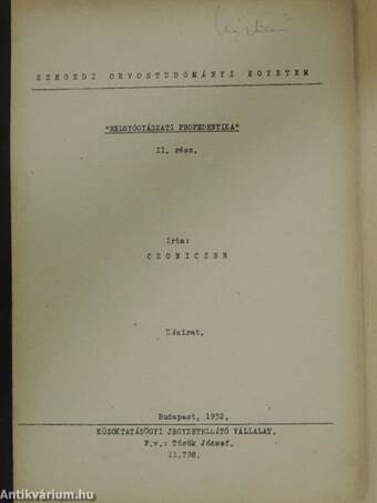 "Belgyógyászati propedeutika" II.