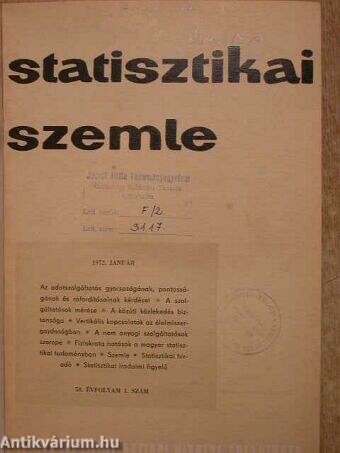 Statisztikai Szemle 1972. (nem teljes évfolyam)