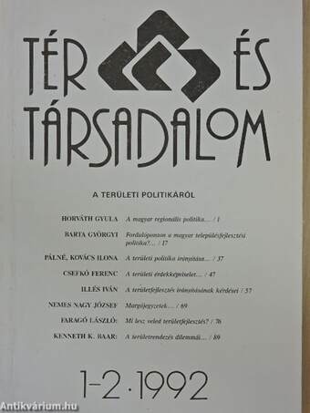 Tér és Társadalom 1992/1-2.