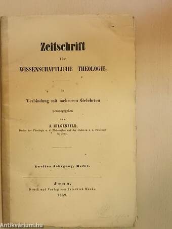 Zeitschrift für Wissenschaftliche Theologie 1859/1.