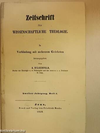 Zeitschrift für Wissenschaftliche Theologie 1859/4.