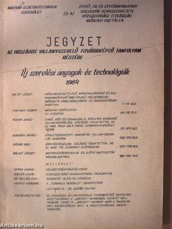 Új szerelési anyagok és technológiák 1964