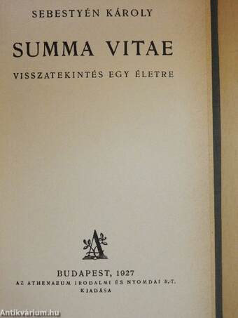 Summa vitae I-II.