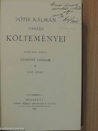 Tóth Kálmán összes költeményei I-II.