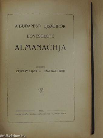 A Budapesti Ujságirók Egyesülete Almanachja 1906