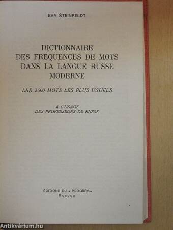 Dictionnaire des frequences de mots dans la langue russe moderne