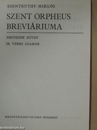 Szent Orpheus breviáriuma IV.