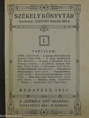 Székely Könyvtár 1921/1.