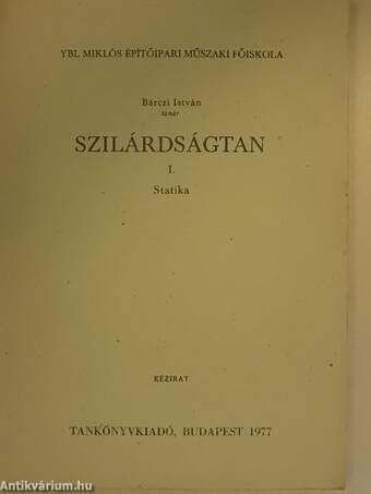 Szilárdságtan I.