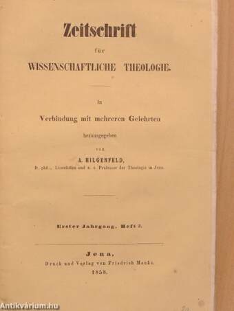 Zeitschrift für Wissenschaftliche Theologie 1858/3.