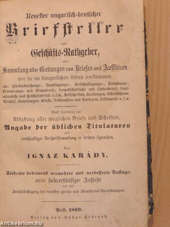 Neuester ungarisch-deutscher Briefsteller und Geschäfts-Rathgeber (gótbetűs)