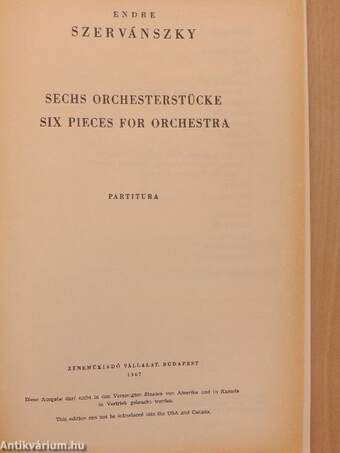 Sechs Orchesterstücke/Six Pieces for Orchestra