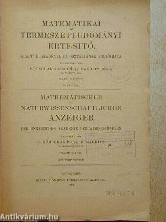 Matematikai és természettudományi értesítő 1933.