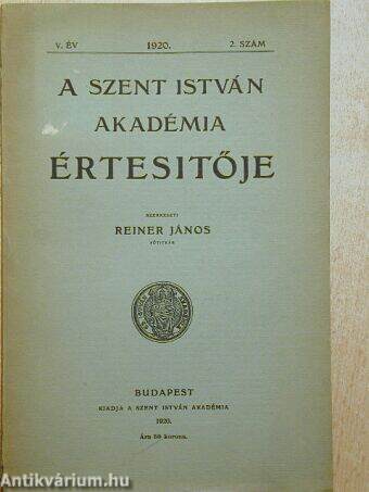 A Szent István Akadémia Értesítője 1920/2.