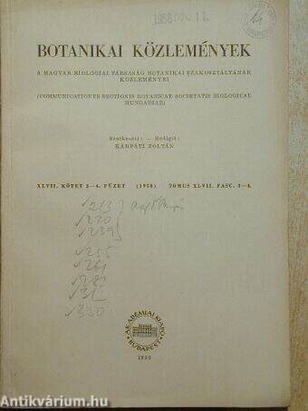 Botanikai közlemények 1960/3-4.
