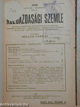 Közgazdasági Szemle 1926. január-december