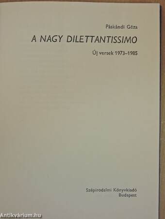 A nagy dilettantissimo