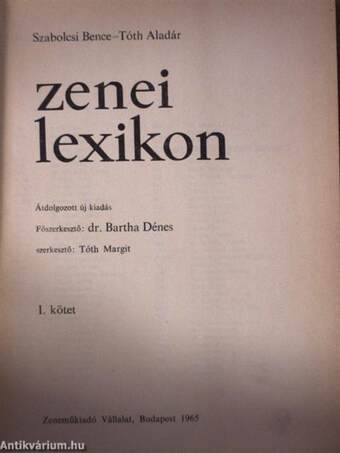 Zenei Lexikon 1. (töredék)