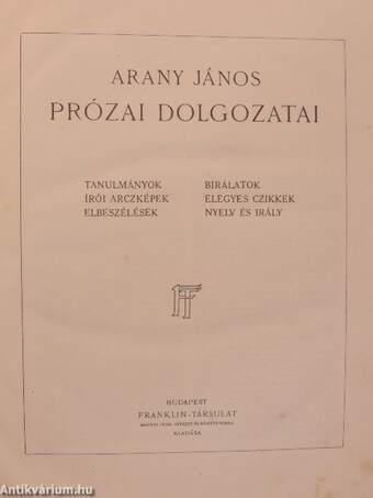 Arany János prózai dolgozatai