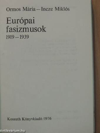 Európai fasizmusok 1919-1939