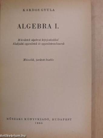 Algebra I-II.