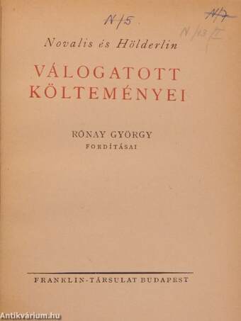 Novalis és Hölderlin válogatott költeményei