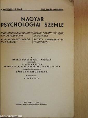 Magyar Psychologiai Szemle 1938. január-december